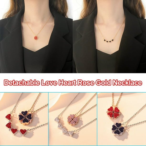 Heart Sapphire Clover 18K Silver Gold Filled Pendant Women Lady Party Necklace Heart Sapphire Clover 18K Silver Gold Filled Pendant Women Lady Party Necklace